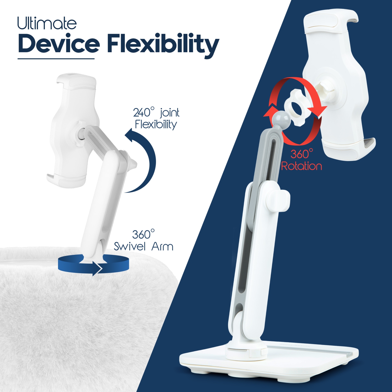 Support d'oreiller 2-en-1 de SHOPPINGALL pour téléphone/tablette/iPad/Kindle de 4,7 à 13&nbsp;po, support réglable à 360° pour lit avec coussin en