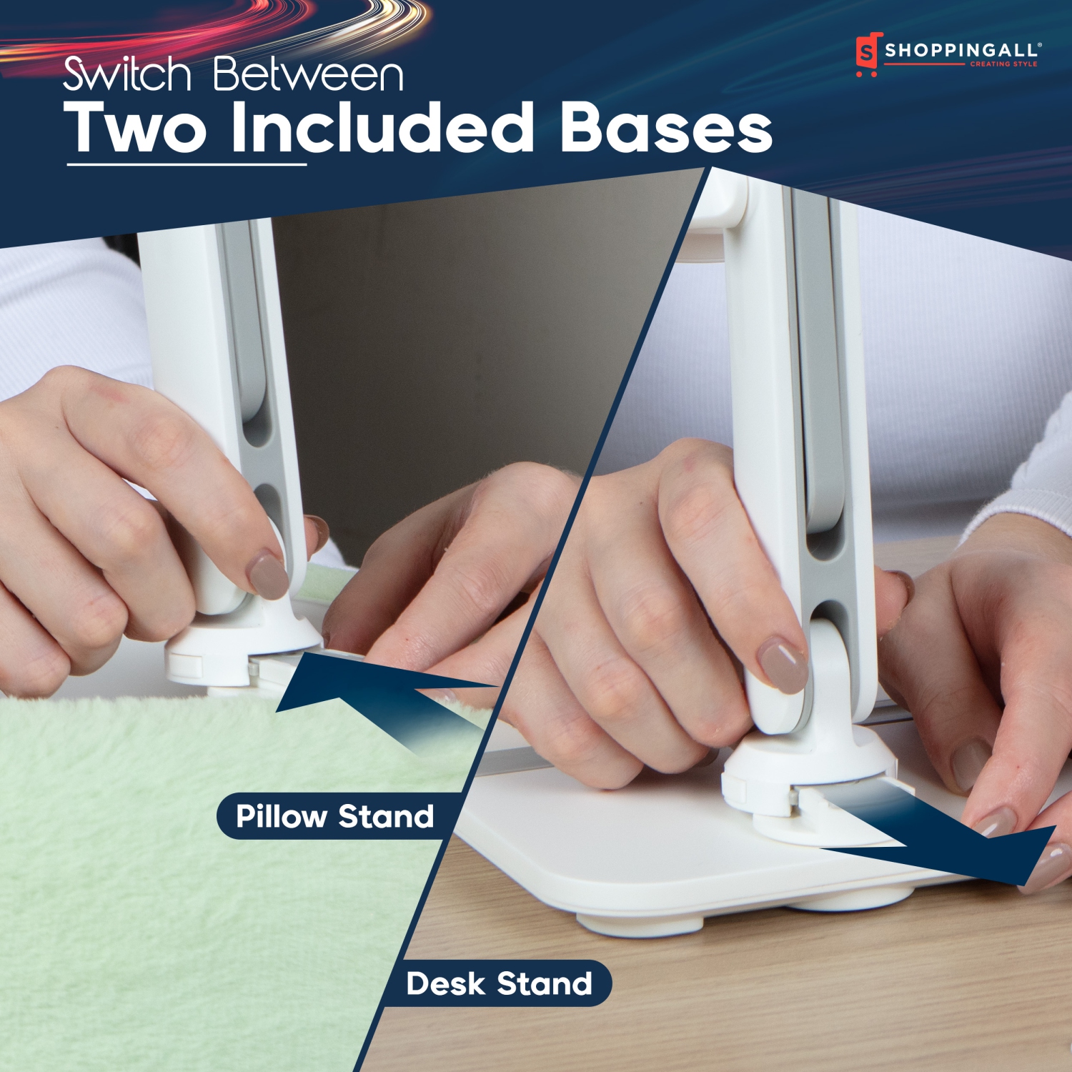 Porte-oreiller 2-en-1 de SHOPPINGALL pour téléphone/tablette/iPad/Kindle de 4,7 à 13&nbsp;po, support réglable à 360° pour lit avec coussin en tissu