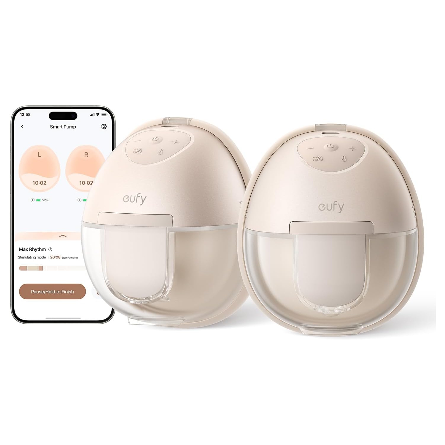 Tire-lait portable S1 d'eufy, tire-lait électrique mains libres avec technologie de chauffage, contrôle par application