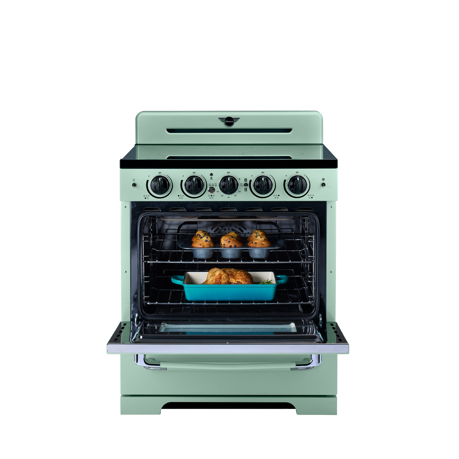 Unique Appliances - Classic Retro 3.9 Cu. Ft. Freestanding Induction Range with Air Fry - Summer Mint Green
