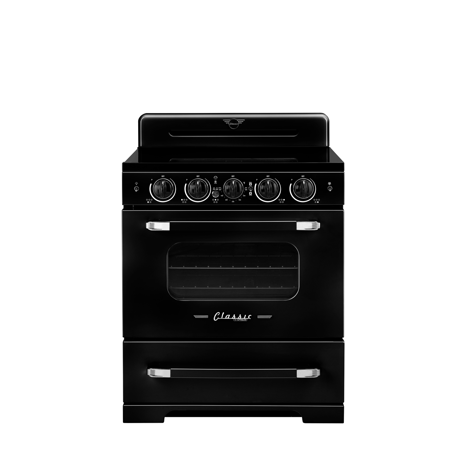 Unique Appliances - Classic Retro 3.9 Cu. Ft. Freestanding Induction Range with Air Fry - Midnight Black