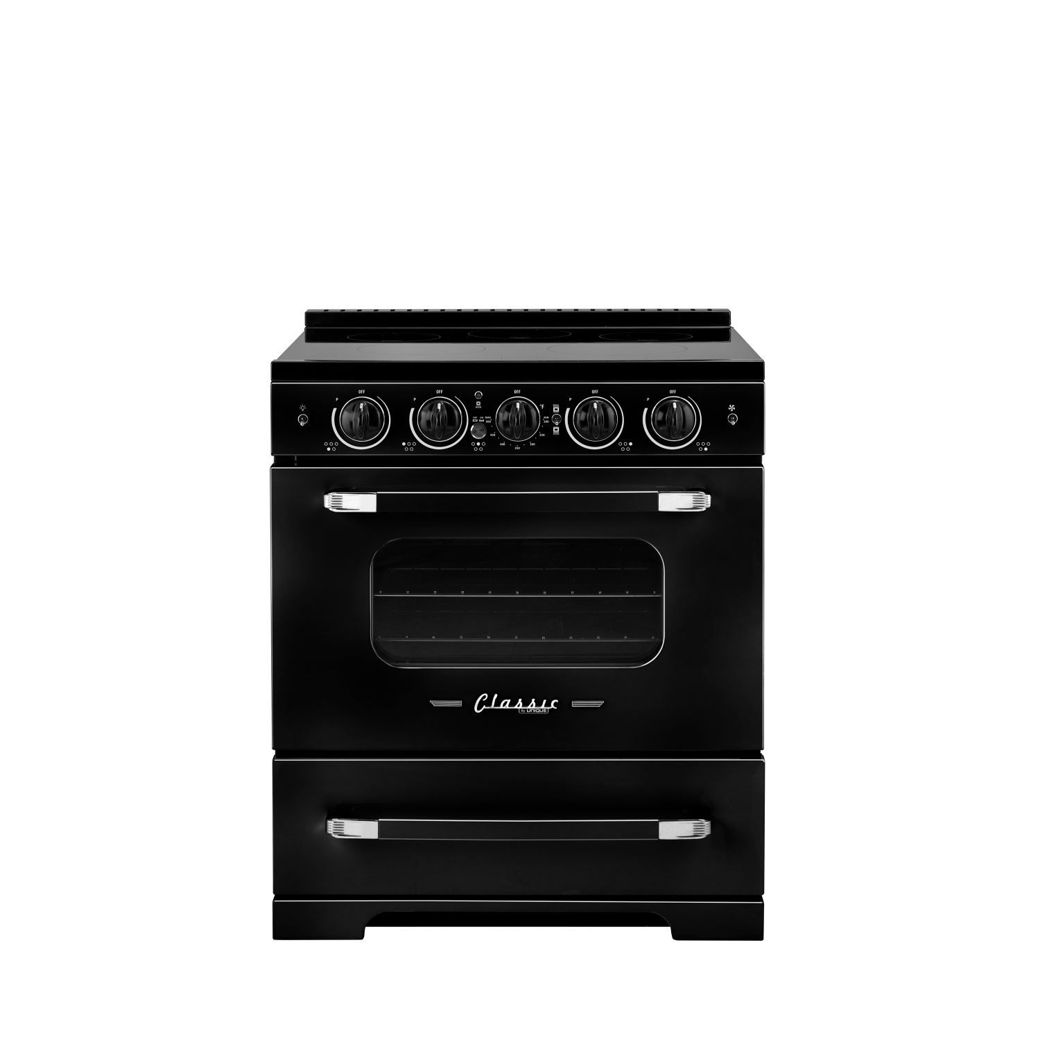 Unique Appliances - Classic Retro 3.9 Cu. Ft. Freestanding Induction Range with Air Fry - Midnight Black
