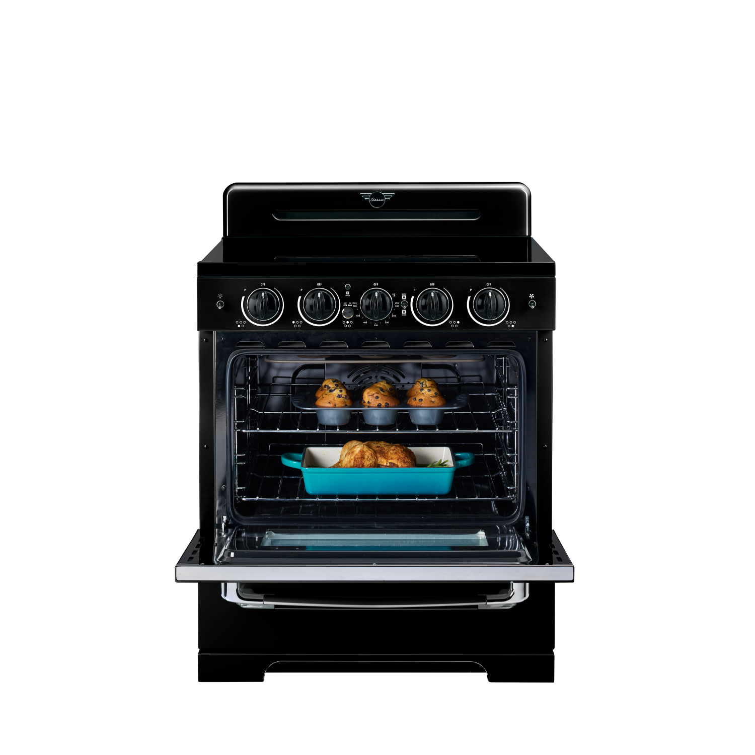 Unique Appliances - Classic Retro 3.9 Cu. Ft. Freestanding Induction Range with Air Fry - Midnight Black