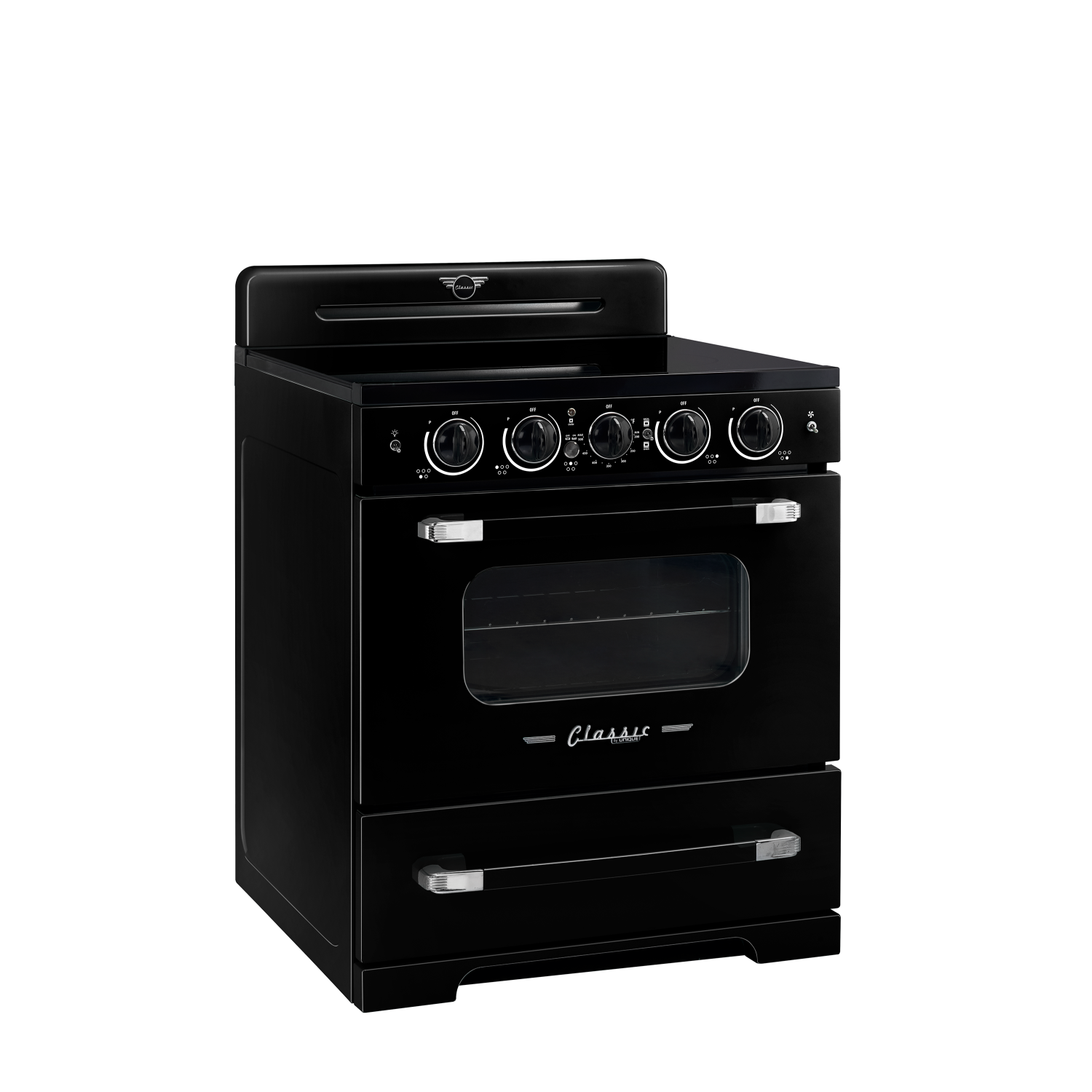 Unique Appliances - Classic Retro 3.9 Cu. Ft. Freestanding Induction Range with Air Fry - Midnight Black
