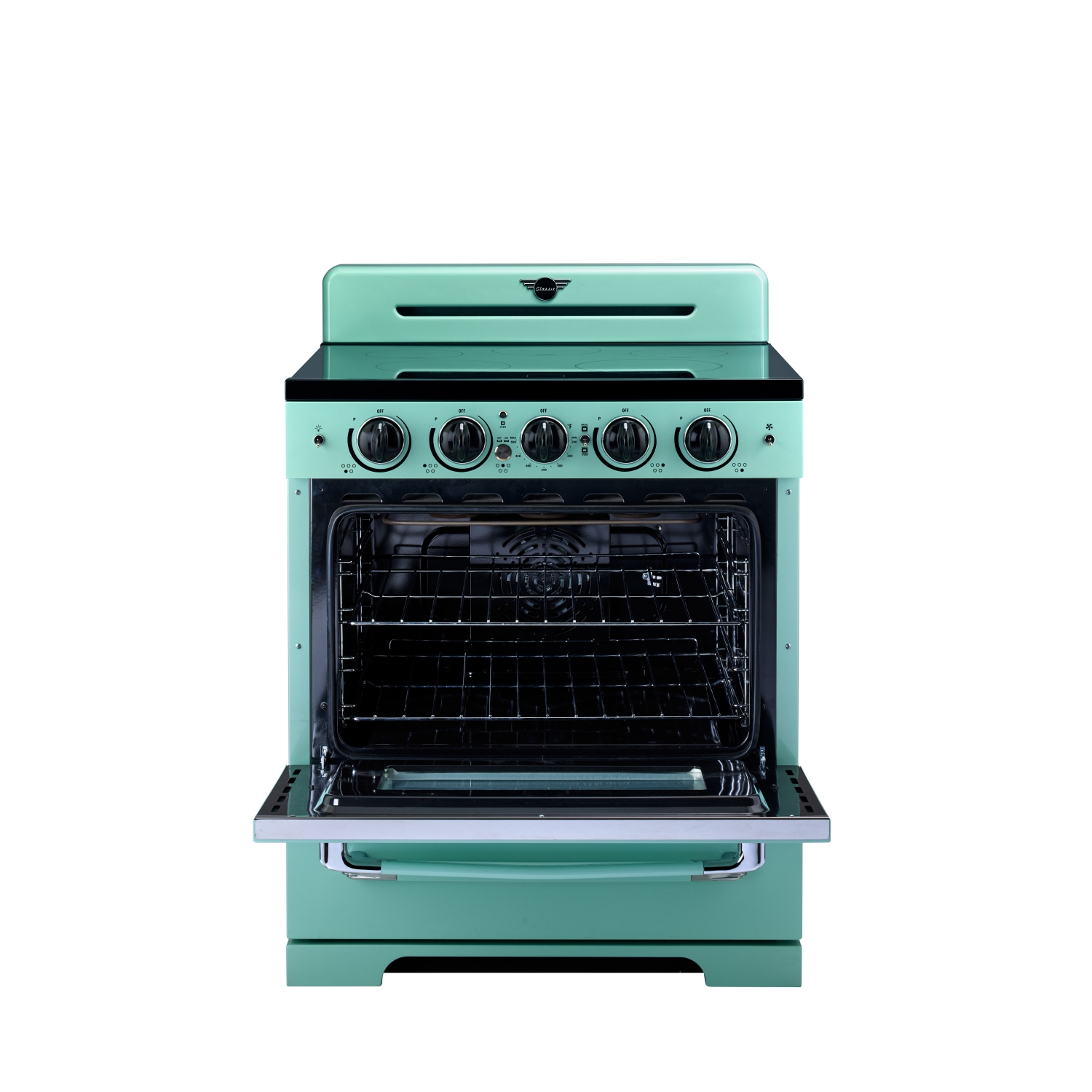 Électroménagers uniques - 3,9 pi3 Classic Retro avec Cuisinière à induction autonome avec friture à air chaud - Turquoise océan