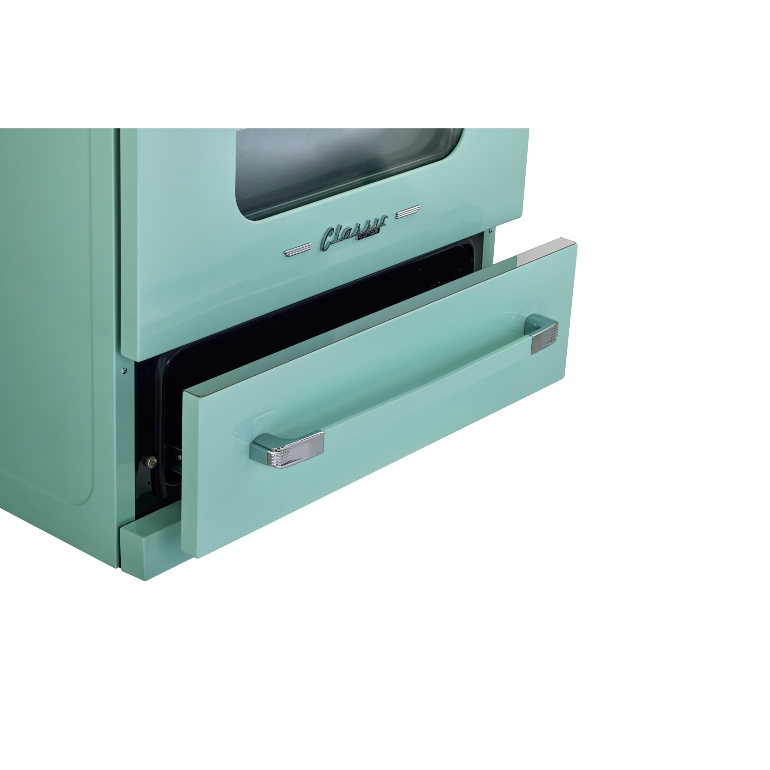 Électroménagers uniques - 3,9 pi3 Classic Retro avec Cuisinière à induction autonome avec friture à air chaud - Turquoise océan