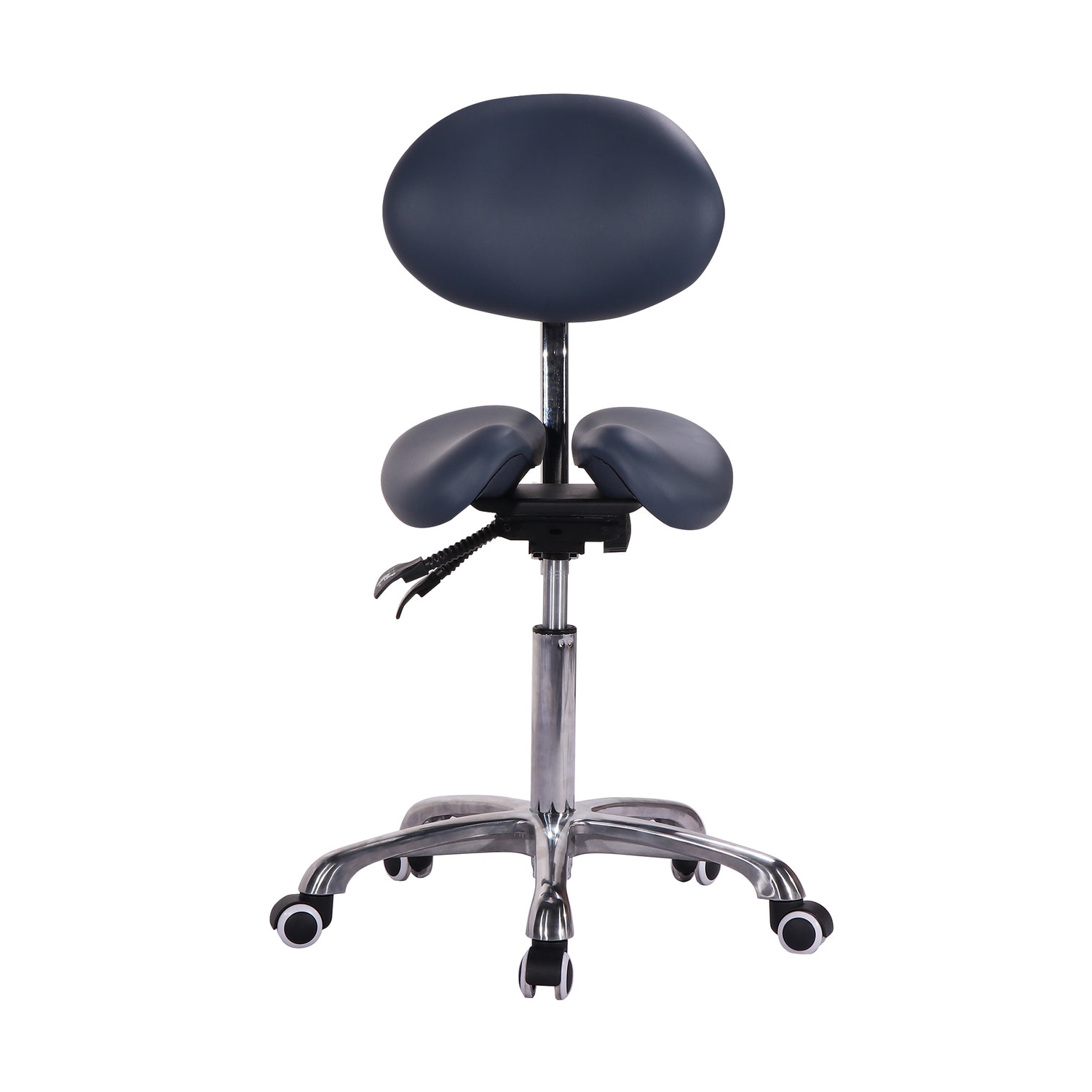 Master Massage Berkeley Ergonomic Saddle Stool -Two Part Seat Stool Saddle Posture Correction Chair Seat with Backrest and Adjustable Title Angle and Height Black