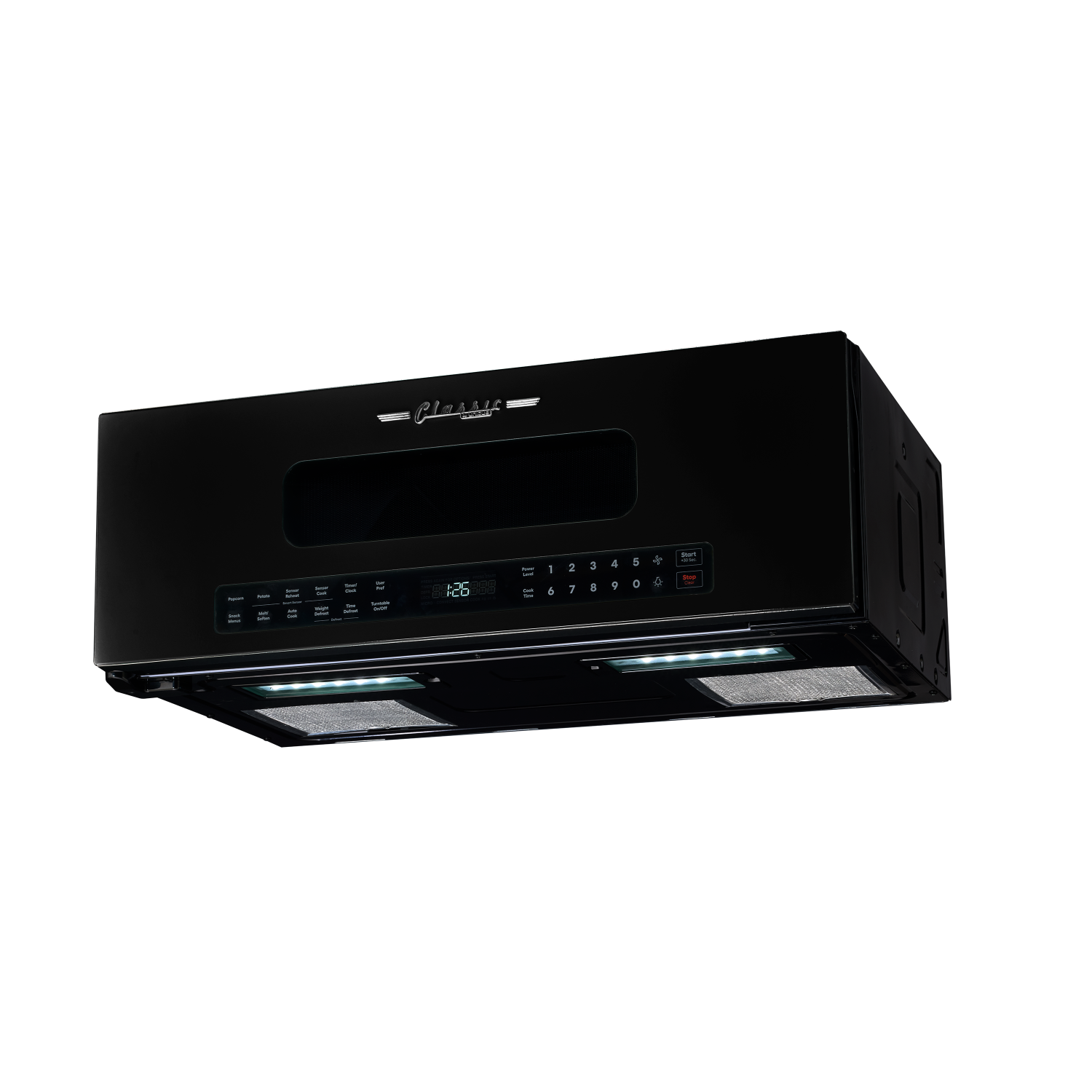 Électroménagers d'Unique - Four à micro-ondes à hotte intégrée Classic Retro 30&nbsp;po - Noir minuit