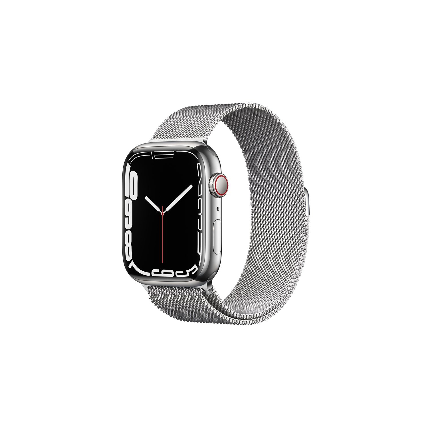 Refurbished - Apple Watch Series 7 (GPS + Cellular) 45mm Silver Stainless Steel Case with Silver Milanese Loop