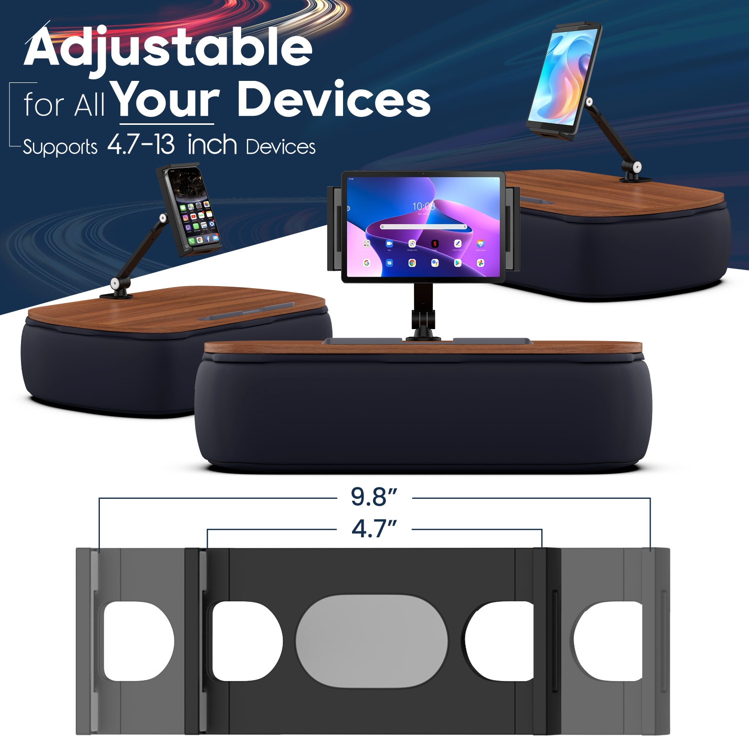 Sac poire de bureau Lap de SHOPPINGALL Coussin de support pour tablette réglable Compatible avec Kindle, tablette ou téléphone intelligent de 4,7 à