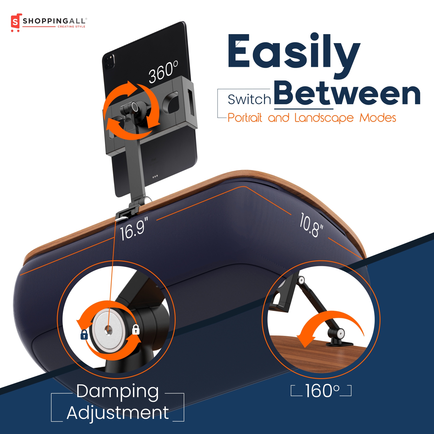 Sac poire de bureau Lap de SHOPPINGALL Coussin de support pour tablette réglable Compatible avec Kindle, tablette ou téléphone intelligent de 4,7 à