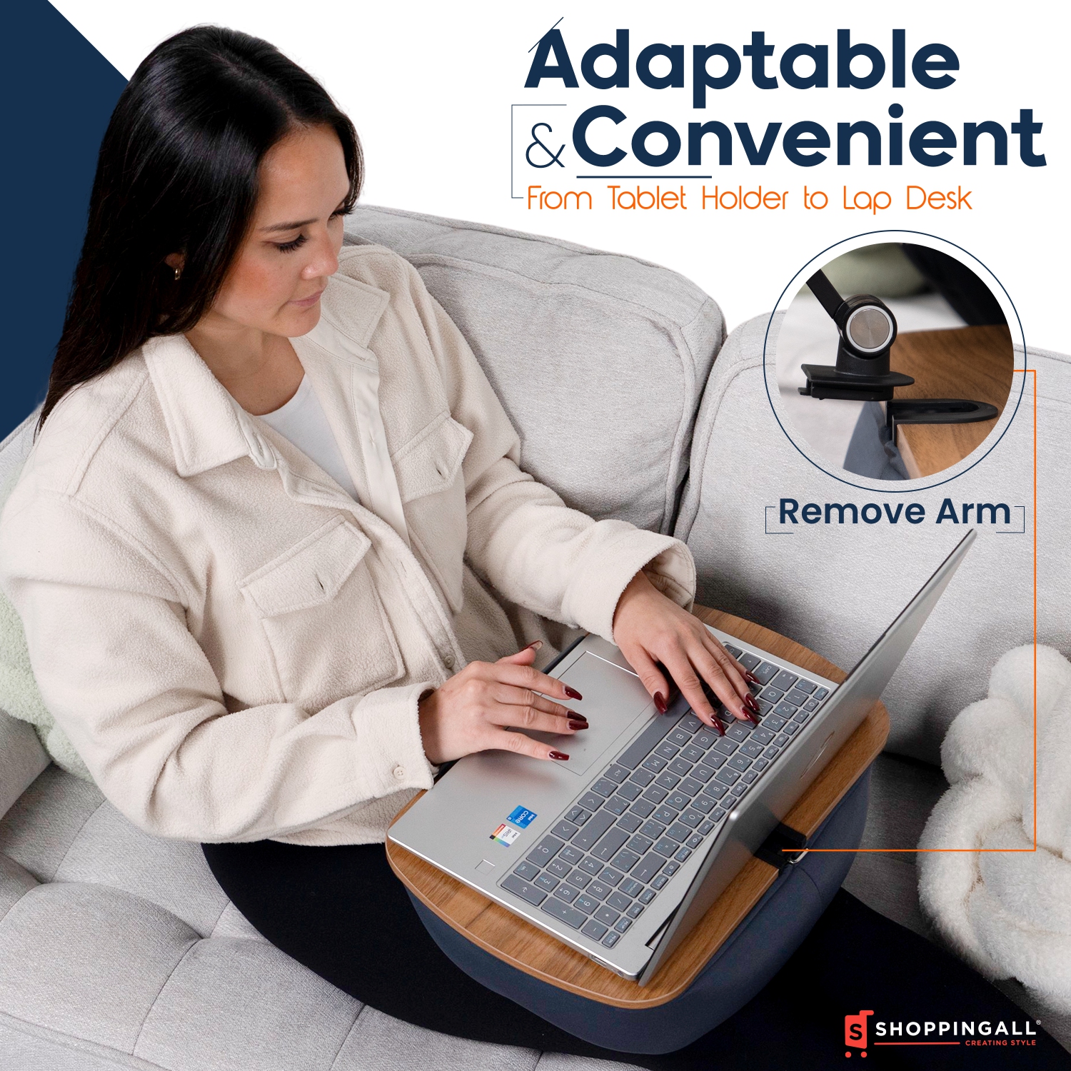 Sac poire de bureau Lap de SHOPPINGALL Coussin de support pour tablette réglable Compatible avec Kindle, tablette ou téléphone intelligent de 4,7 à