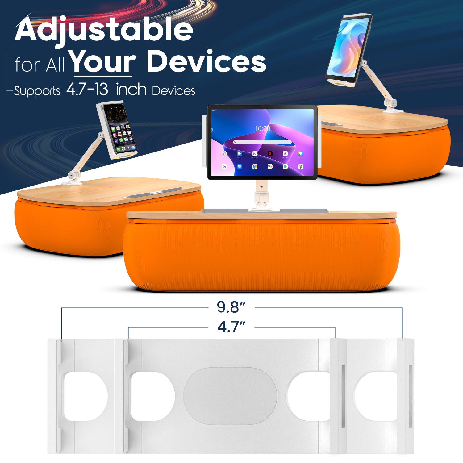 Coussin ajustable pour tablette Lap Desk Beanbag de SHOPPINGALL Compatible avec Kindle, tablette ou téléphone intelligent de 4,7 à 13&nbsp;po - SA-LDT