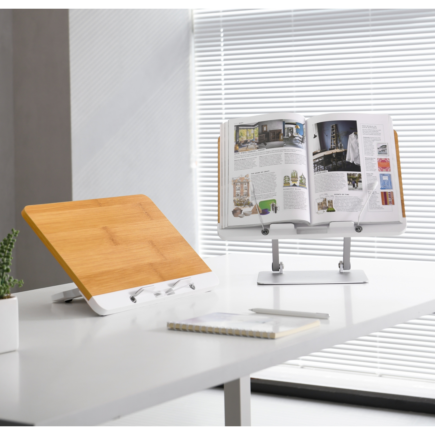 Support à livres portatif de SHOPPINGALL, plateau à livres ajustable avec pinces élastiques - élévateur d'affichage polyvalent stable pour recettes,