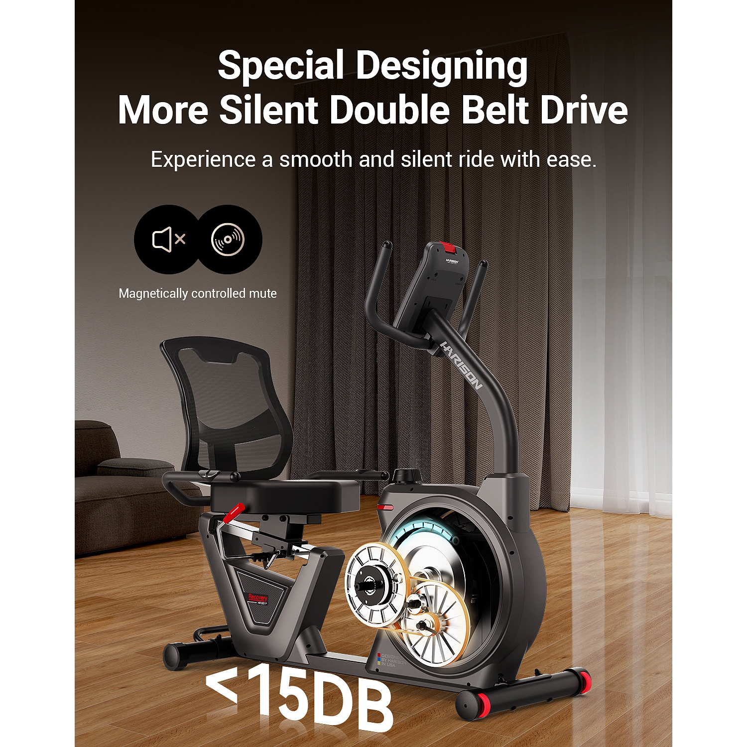 HARISON Semi Commercial Magnetic Recumbent Exercise Bike for Home with 450 lbs, Recumbent Bikes for Seniors & Adults with 2-in-1 LCD Monitor & Tablet