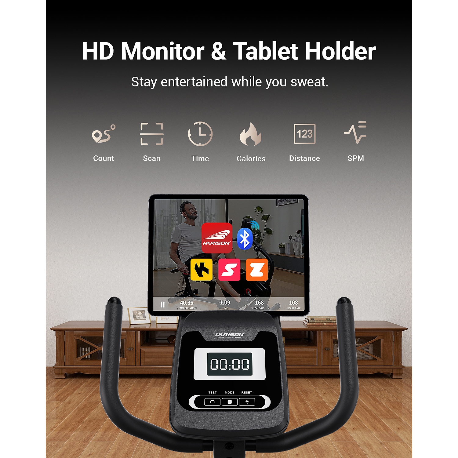 HARISON Semi Commercial Magnetic Recumbent Exercise Bike for Home with 450 lbs, Recumbent Bikes for Seniors & Adults with 2-in-1 LCD Monitor & Tablet