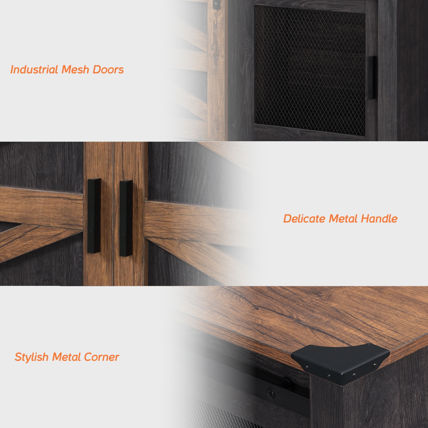 Buffet avec portes de grange coulissantes WAMPAT Farmhouse, armoire de rangement de bar à café de 59&nbsp;po avec portes en filet, table en armoire