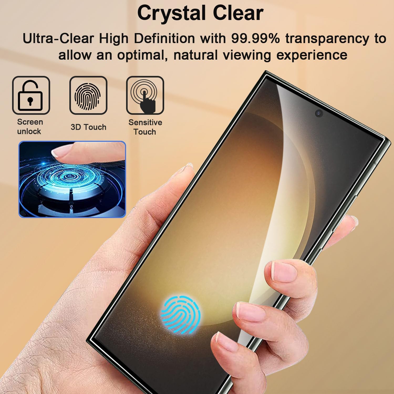 Pour Samsung Galaxy S25 Protecteur d'écran Bubble Free Anti-Scratch Anti-Fingerprint HD 9H Protecteur d'écran en verre trempé noir pour Galaxy S25