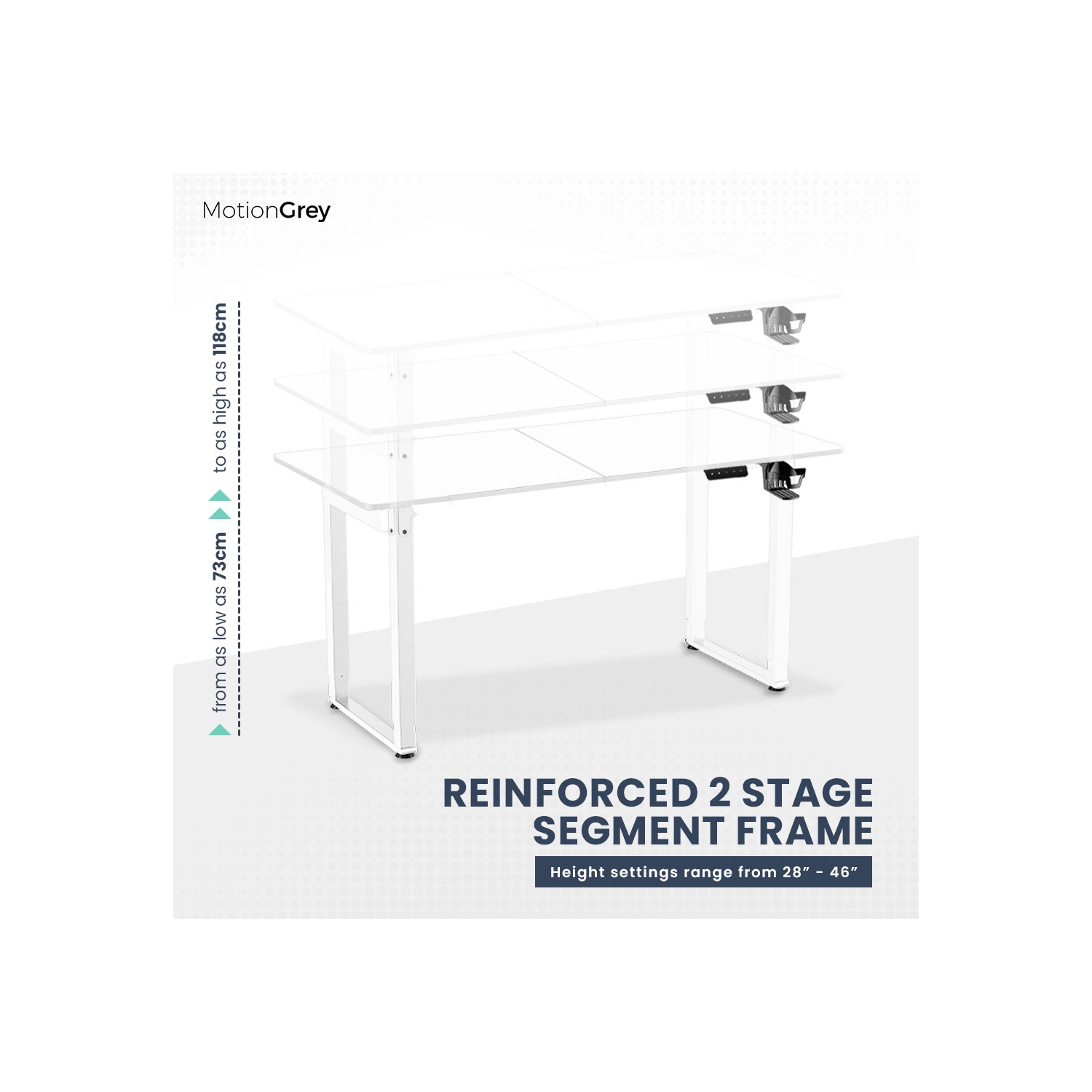 MotionGrey Ergo2 Pro - Adjustable Electric Standing Desk with Memory Settings - 55" x 28" White Top White Frame - Ergonomic Sit-to-Stand Desk for