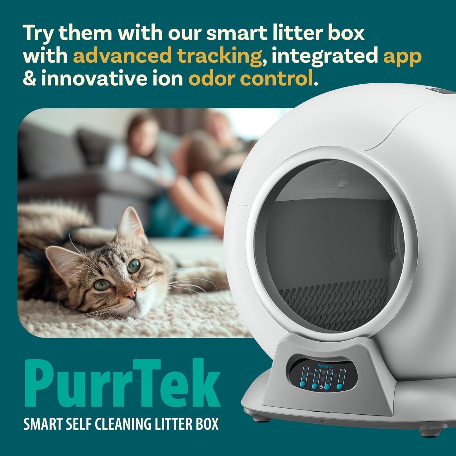 PurrTek Cat Litter Box Liners — LitterWrap Drawstring Bags for Automatic & Self-Cleaning Litter Boxes | Precision Fit, Jumbo Heavy-Duty, Leak-Proof,