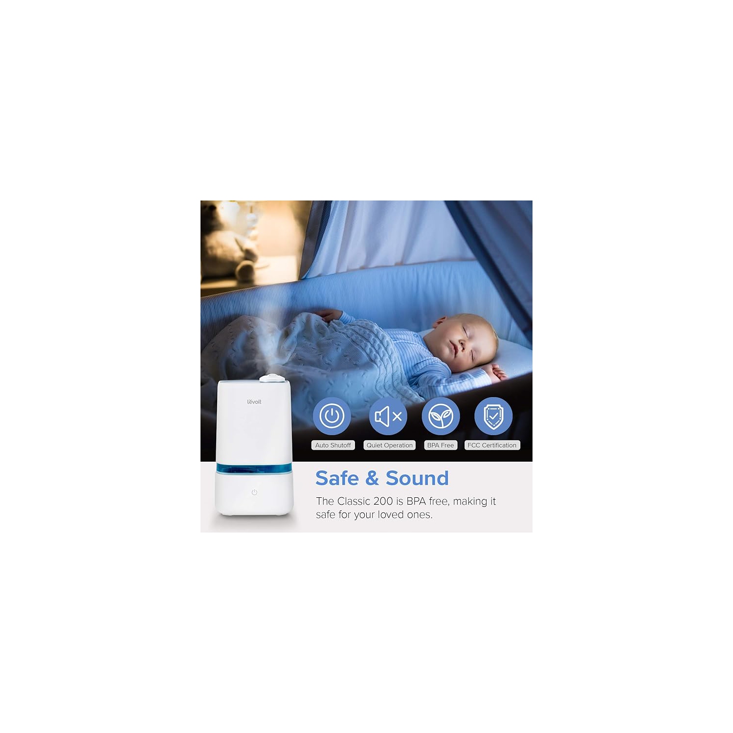 Humidificateur à vapeur froide 4&nbsp;L de LEVOIT – Silencieux et compatible avec les huiles essentielles