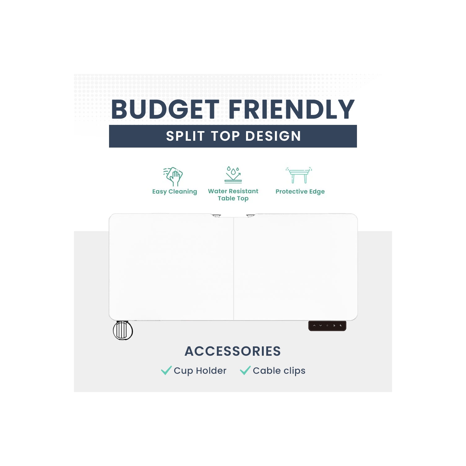 MotionGrey Ergo2 - Adjustable Electric Standing Desk with Memory Settings - 55"x24" White Top White Frame - Ergonomic Sit-to-Stand Desk for Home and