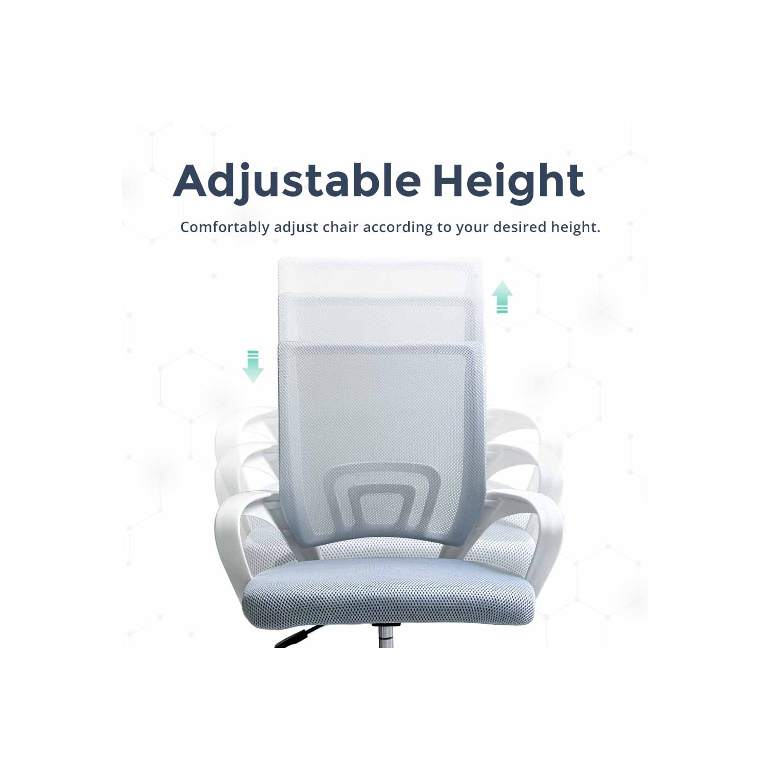 MotionGrey MC1 Ergonomic Office Chair - Comfy Airy Back Support with Adjustable Height - White Desk Computer Chairs Perfect for Home Gaming and