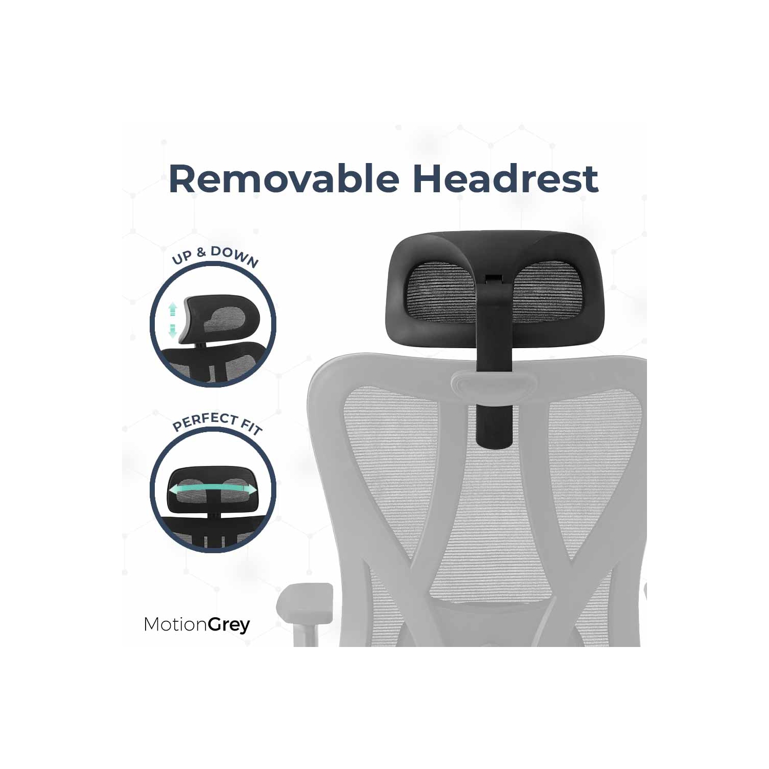 MotionGrey MC3 Ergonomic Office Chair - Comfy High Mesh Back Support with Adjustable Armrests - Black Desk Computer Chairs Perfect for Home Gaming