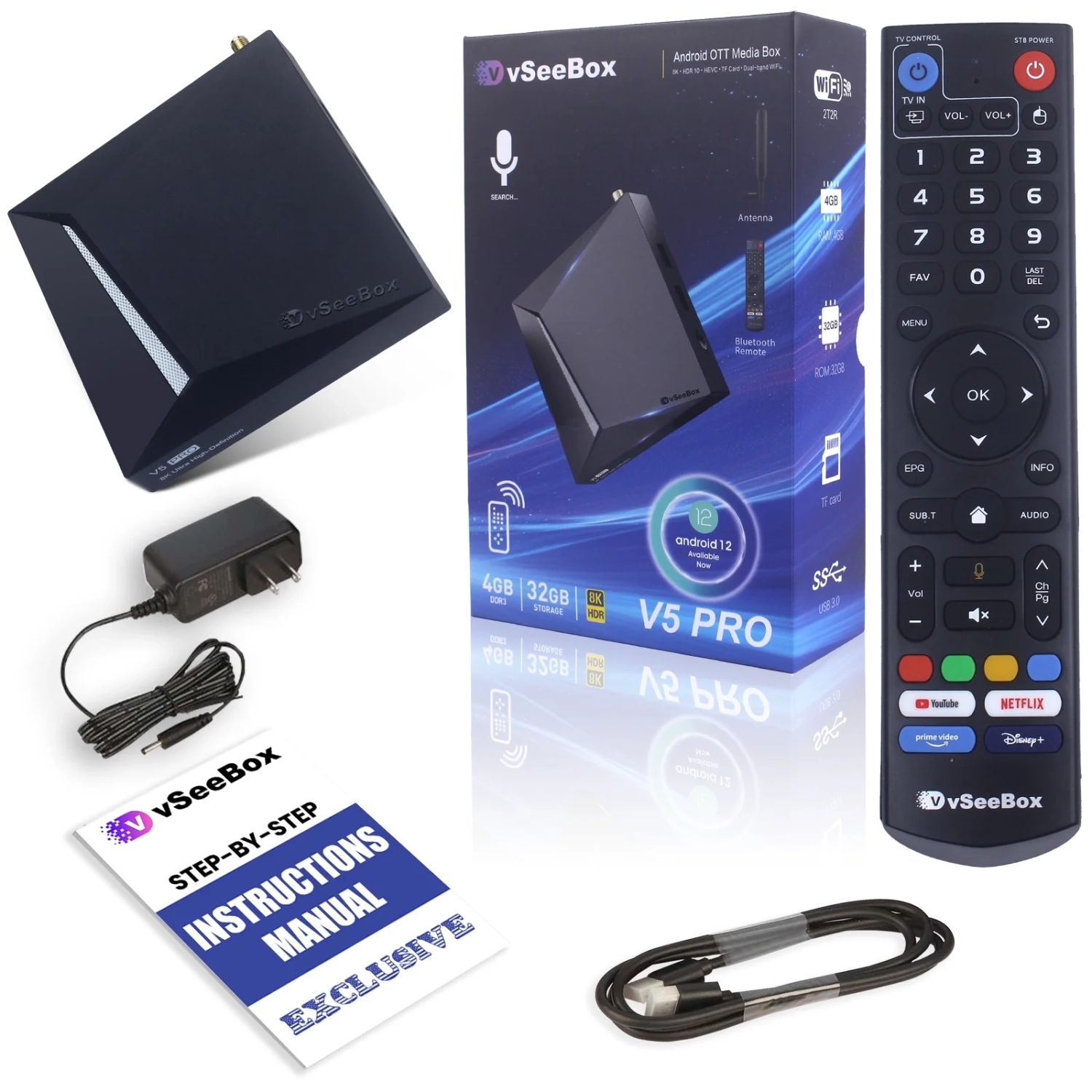 vSeeBox V5 Pro New Model with Built-in Voice Control System | Android 12 | 4GB RAM | 32GB Storage