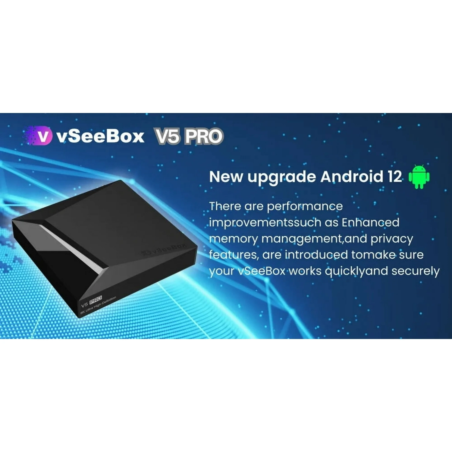 vSeeBox V5 Pro New Model with Built-in Voice Control System | Android 12 | 4GB RAM | 32GB Storage