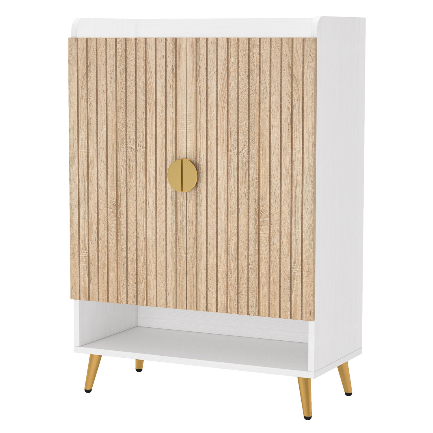 Tribesigns 7-Tier Shoe Cabinet with Doors, Wood Shoe Storage Rack with Adjustable Shelf for Entryway Hallway Living Room