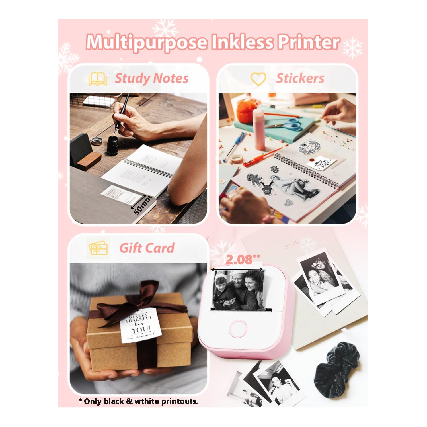 Phomemo T02 Bluebooth Mini Printer Portable Thermal Printer Inkless Sticker Printer for Study Graphics, Anatomical Diagrams, Photos, Students