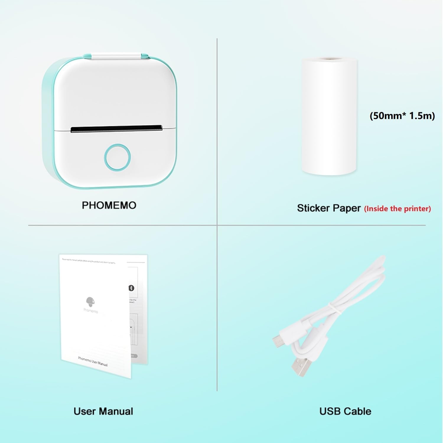Phomemo T02 Bluebooth Mini Printer Portable Thermal Printer Inkless Sticker Printer for Study Graphics, Anatomical Diagrams, Photos, Students
