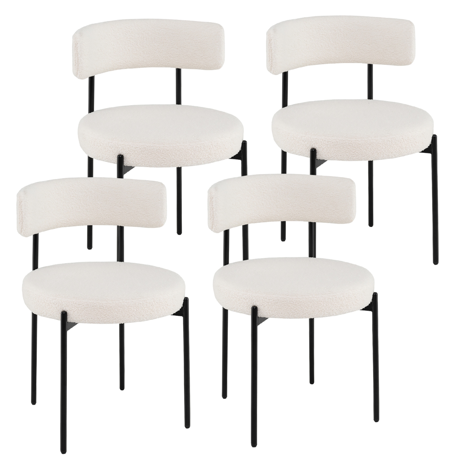 Gymax Round Dining Chairs Set of 4 w/ Curved Backrest Filled Sponge Metal Legs