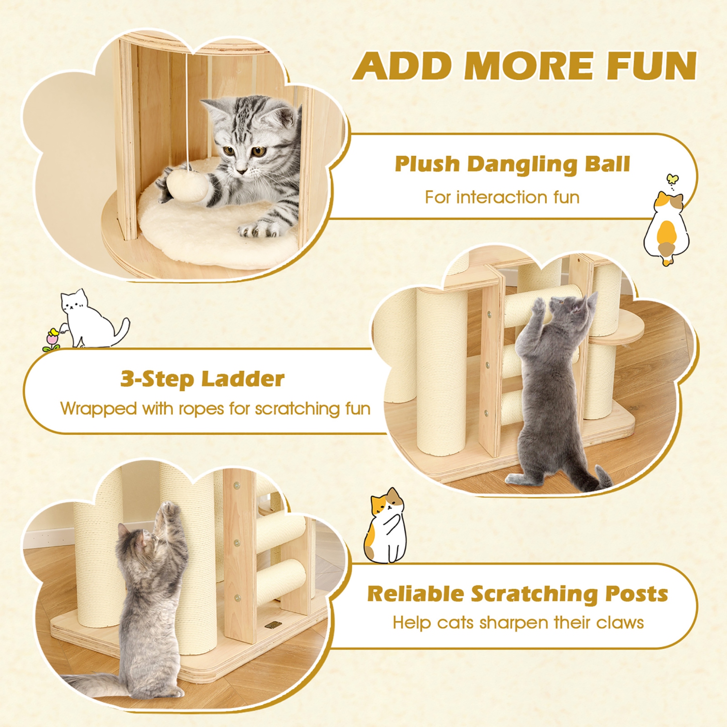 Gymax 71'' Tall Cat Tree w/Cozy Perch Condo Space Capsule 4.6'' Scratching Posts