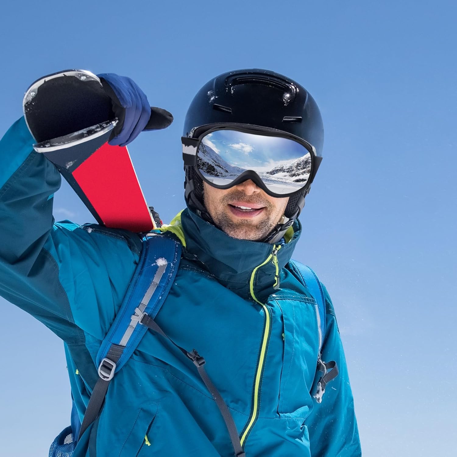 PetginHome-Ski Goggles Men Women Anti-Fog Snow Goggles UV Protection Snowboard Goggles for Adult Youth