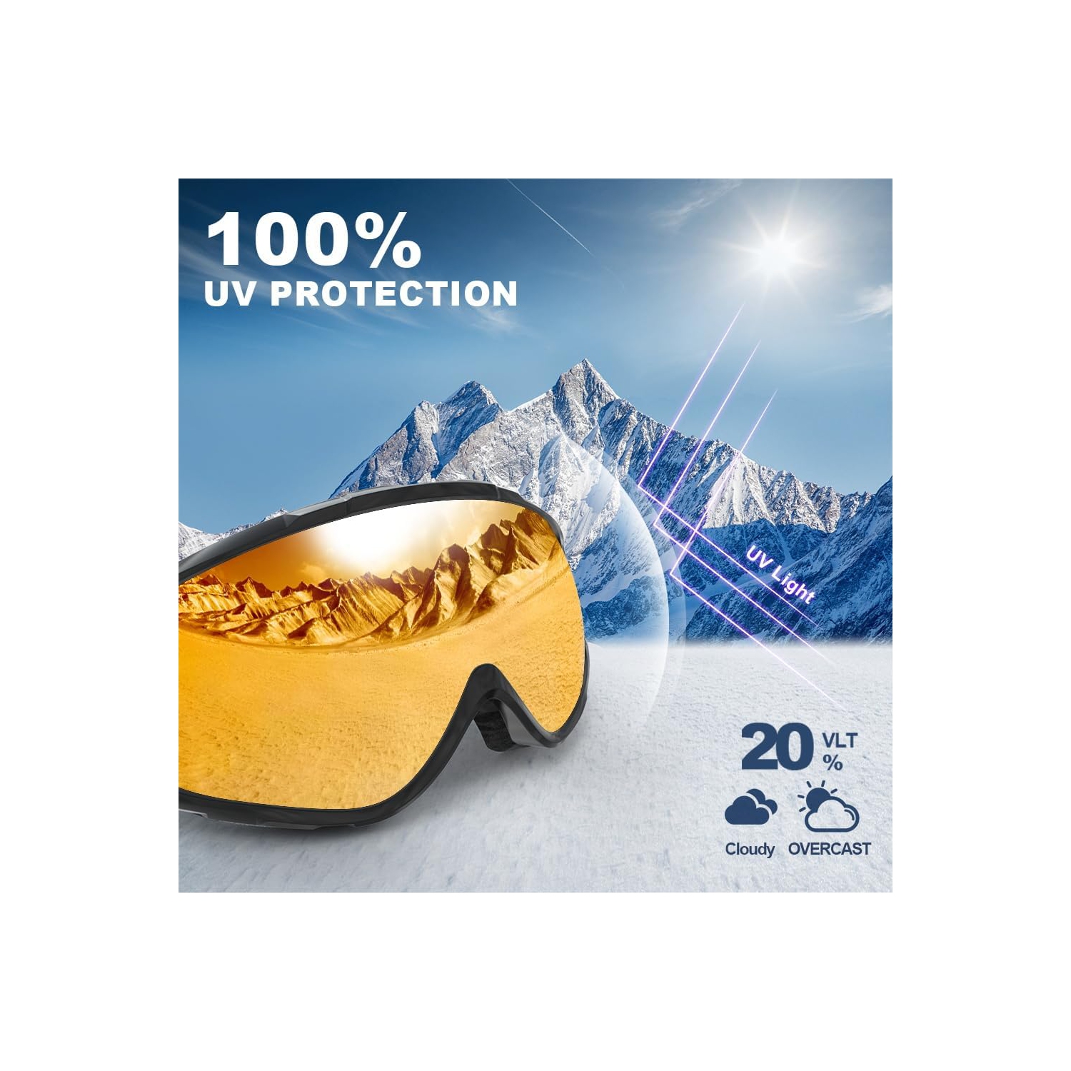 PetginHome – Lunettes de ski OTG, lunettes de neige/planche à neige pour hommes Femmes Jeunes