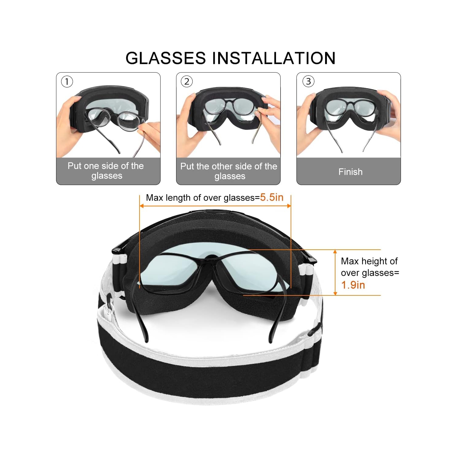 PetginHome – Lunettes de ski OTG, lunettes de neige/planche à neige pour hommes Femmes Jeunes