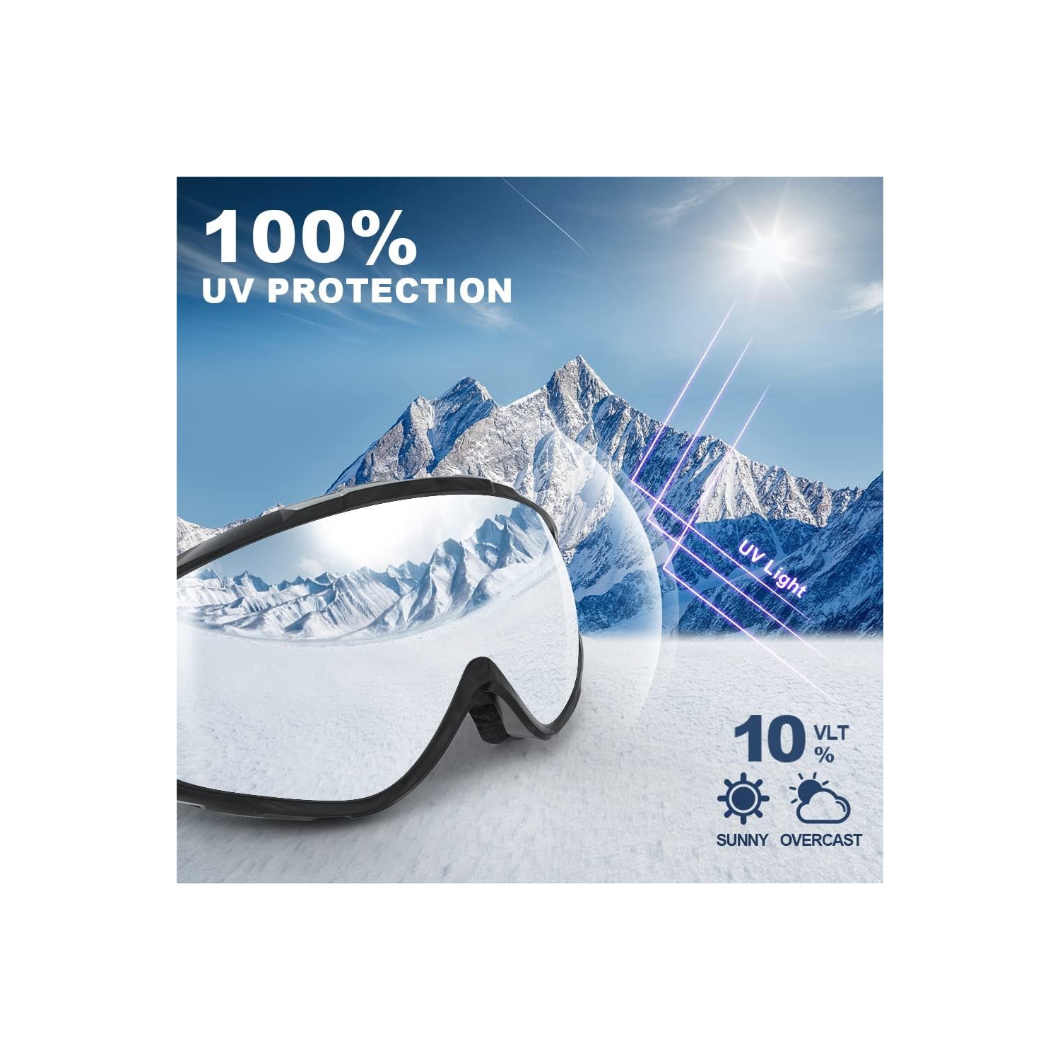 PetginHome- OTG Ski Goggles,Over Glasses Snow/Snowboard Goggles for Men Women Youth