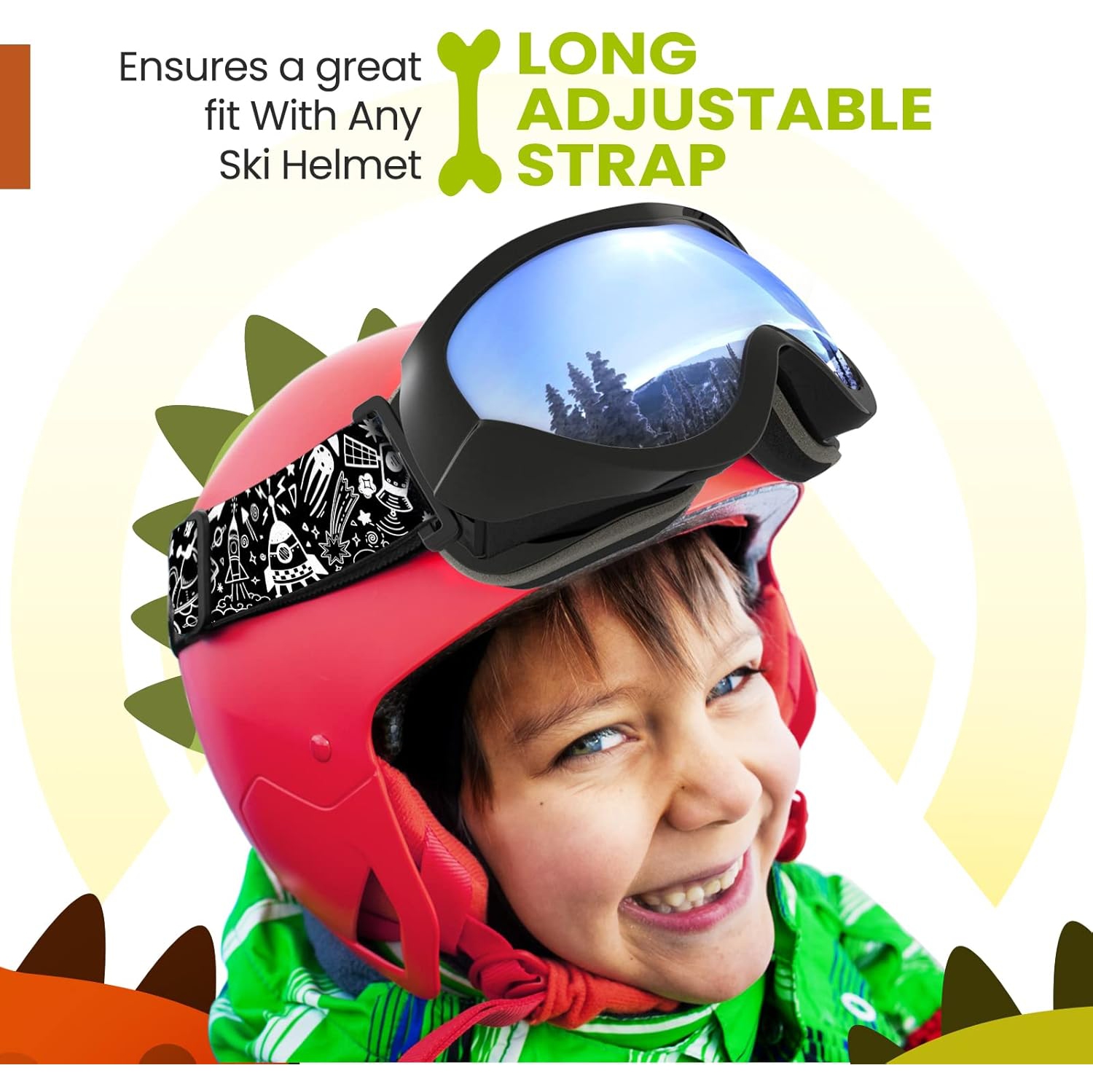 Lunettes de ski PetginHome-Outdoor Master pour enfants, lunettes de neige compatibles avec les casques pour garçons et filles avec protection UV à