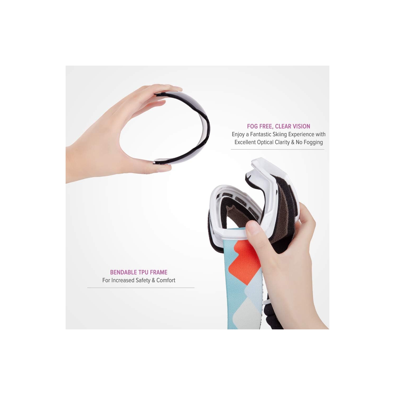 Lunettes de ski PetginHome-Outdoor Master pour enfants, lunettes de neige compatibles avec les casques pour garçons et filles avec protection UV à