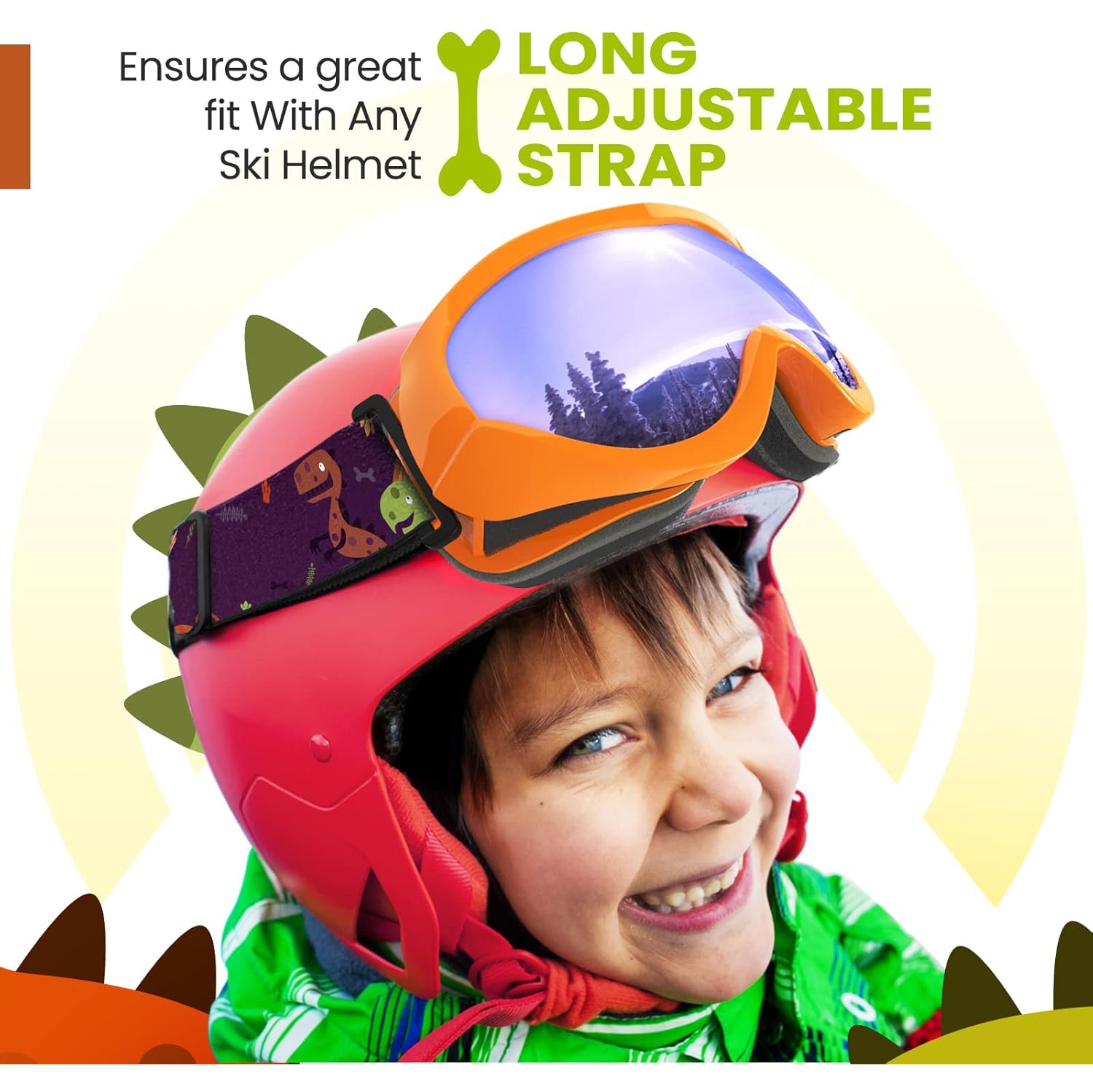 PetginHome-Outdoor Master Kids Ski Goggles, Helmet Compatible Snow Goggles for Boys & Girls with 100% UV Protection