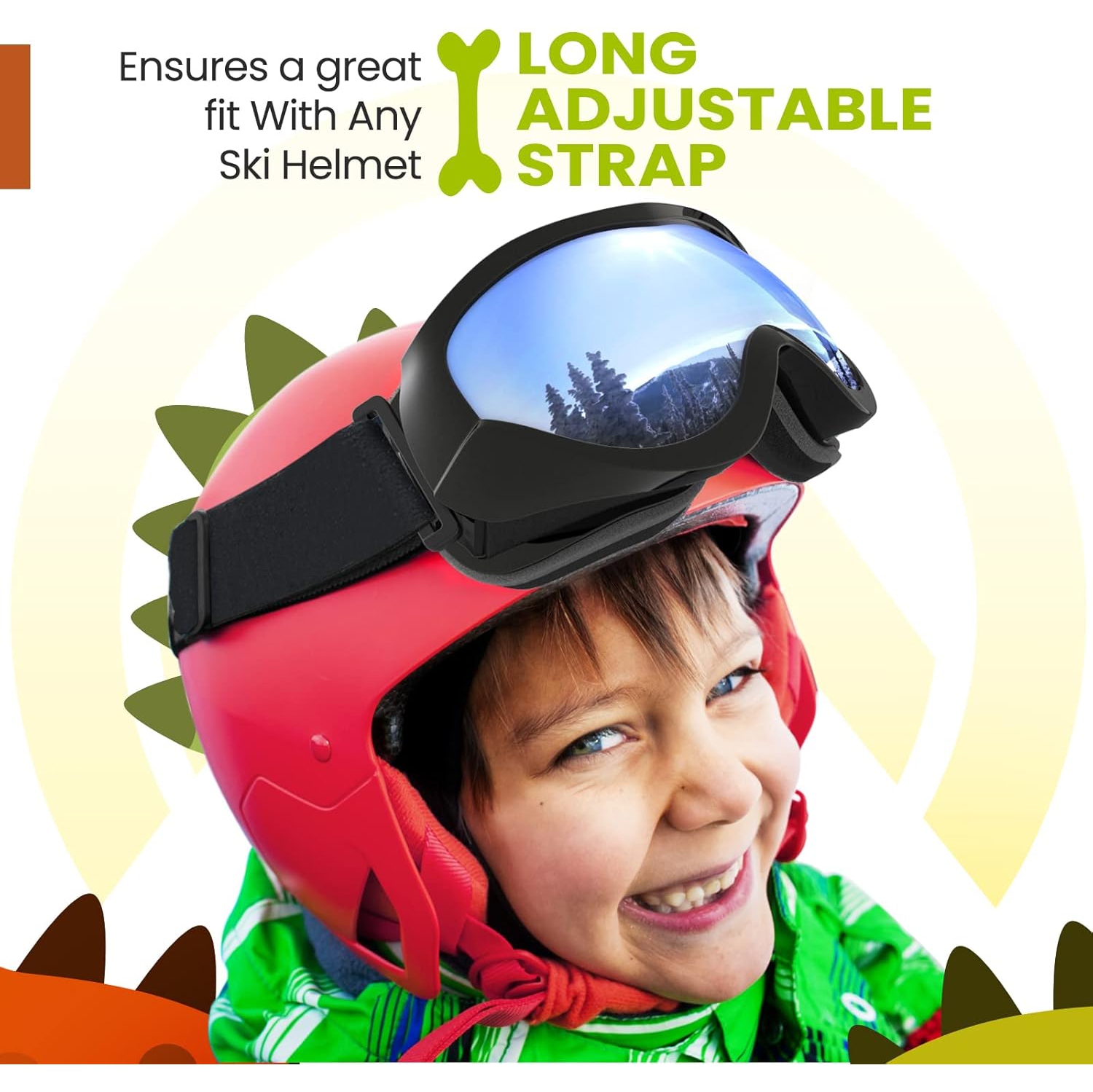 PetginHome-Outdoor Master Kids Ski Goggles, Helmet Compatible Snow Goggles for Boys & Girls with 100% UV Protection