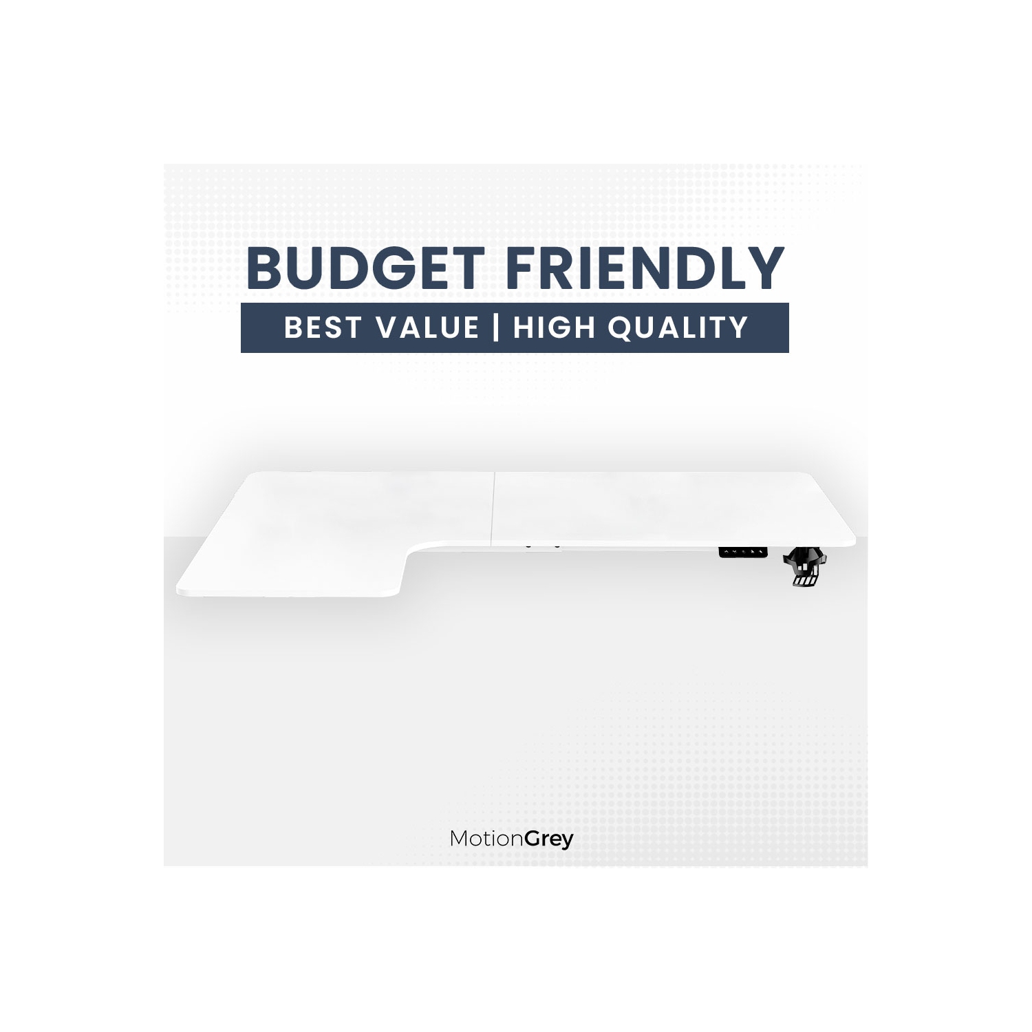 MotionGrey Ergo2 Pro - Adjustable Left L-Shaped Electric Standing Desk with Memory Settings-63" x 43" White Top White Frame - Ergonomic Desk for Home