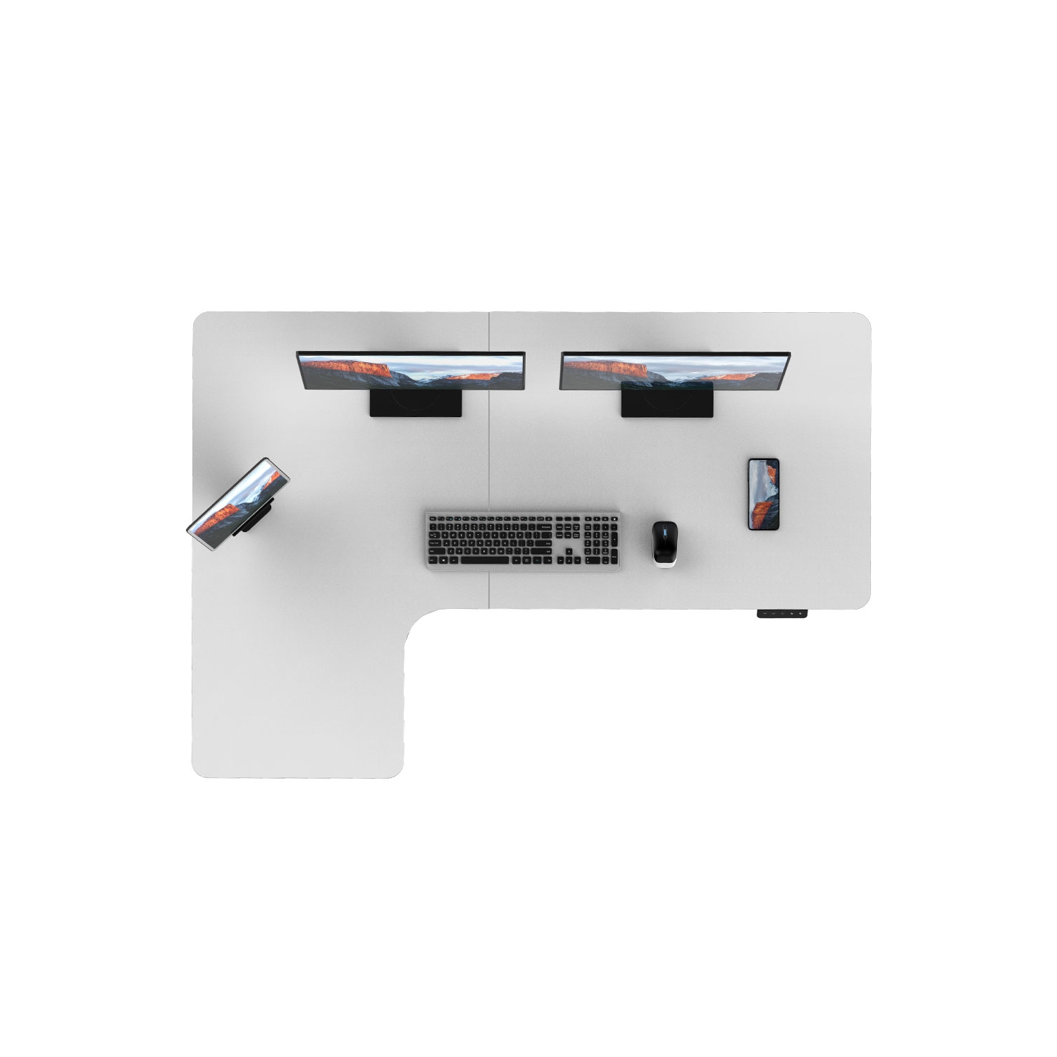 MotionGrey Ergo2 Pro - Adjustable Left L-Shaped Electric Standing Desk with Memory Settings-63" x 43" White Top White Frame - Ergonomic Desk for Home