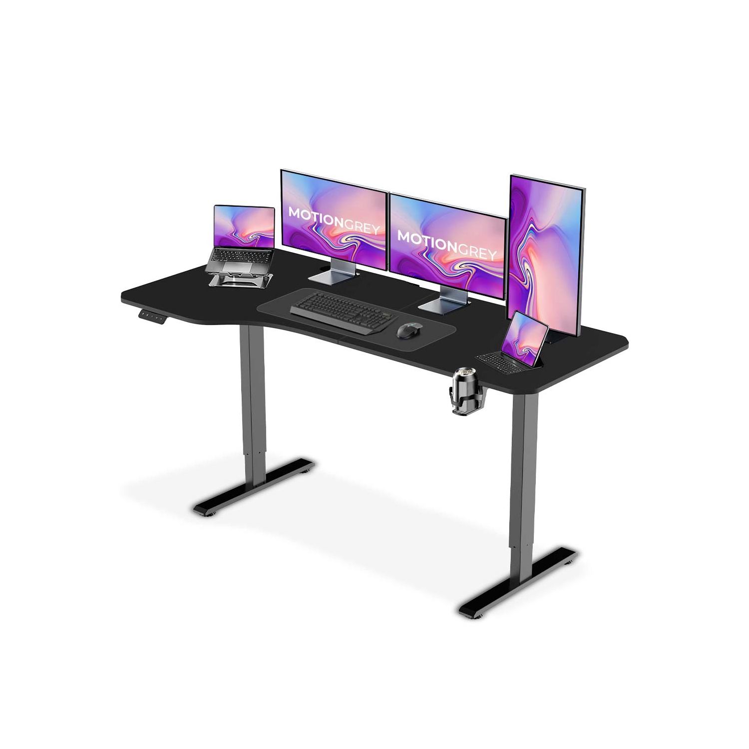 MotionGrey Ergo2 - Adjustable Left L-Shaped Electric Standing Desk with Memory Settings - 63" x 24" Black Top Black Frame - Ergonomic Desk for Home