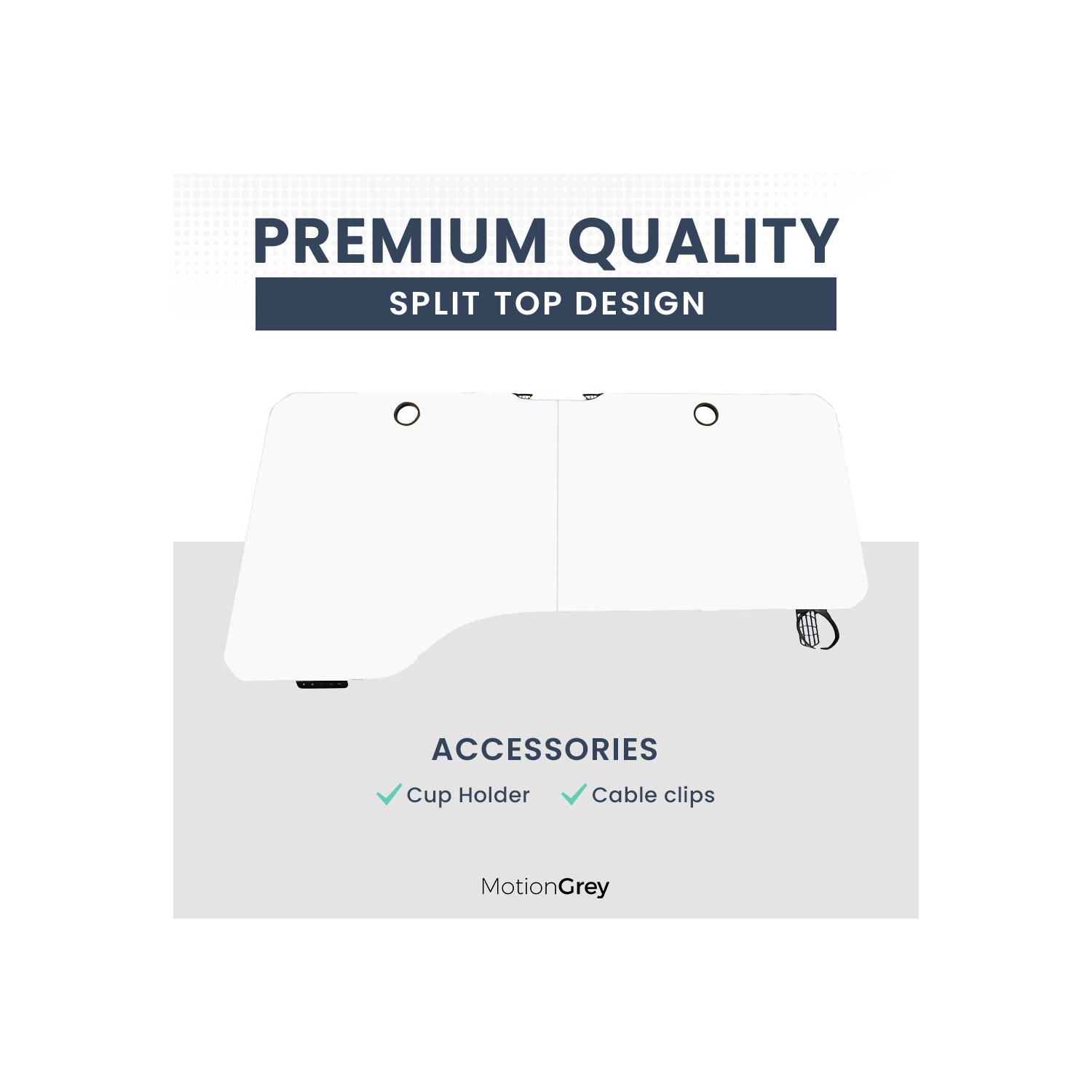 MotionGrey Ergo2 – Bureau debout électrique gauche réglable en L avec réglages de mémoire – Cadre blanc supérieur 63 x 24 po – Bureau