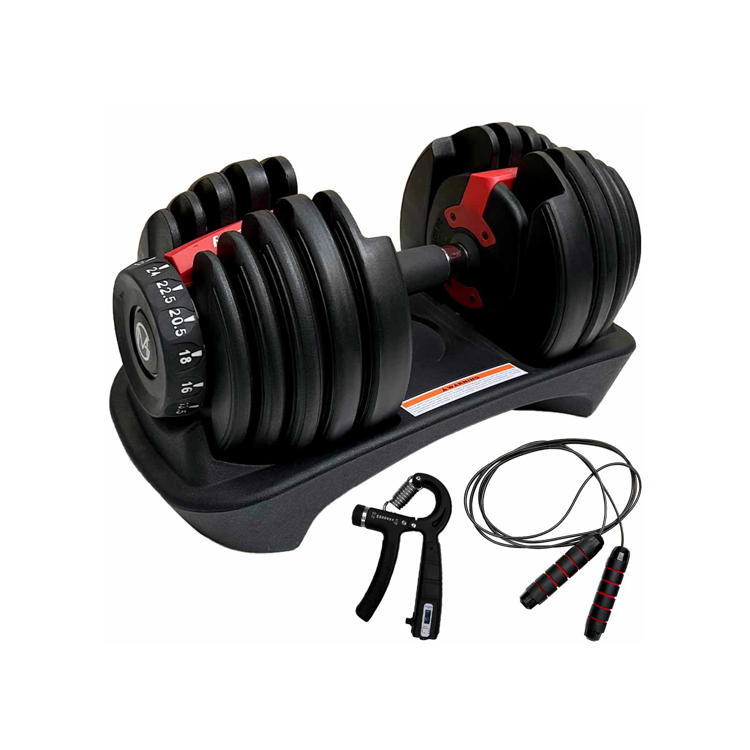 Haltère réglable MotionGrey de 5 à 52,5 lb, poignée haute résistance gratuite incluse 15 réglages de poids réglables Barre à barrettes, poignée en