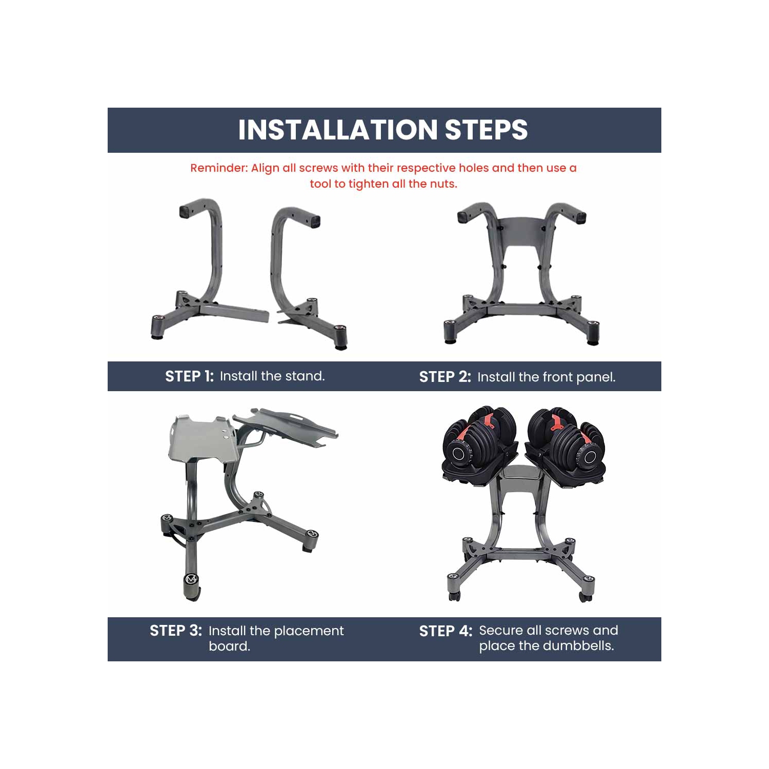 Adjustable Dumbbell Stand - Steel Dumbbell Rack for Home Gym, Dumbbells Holder, Workout Equipment Organizer - Silver