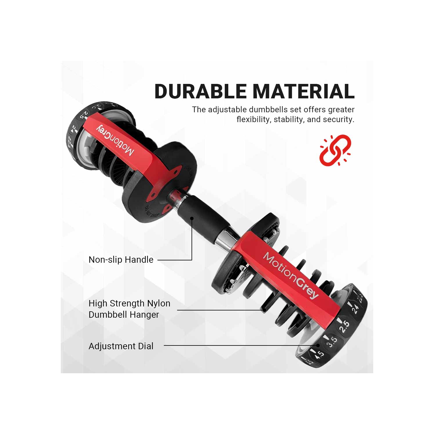 MotionGrey Adjustable Dumbbell Set - 2 Dumbbells 5-52.5 LB, Dumbbell Stand & Converter -Perfect for Home Gym Exercise & Workout Equipment- Free 2